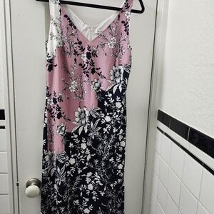 Newport News Pink and Black Floral Dress